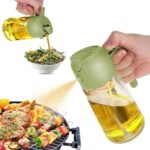 Crasts Oil Spray Bottle for Cooking, Premium Glass 2 in 1 Oil Dispenser for Kitchen, Food Grade Oil Sprayer Containers with Nozzle, Oil Bottle for Air Fryer, Roasting and Frying 500ml (Green)