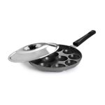 CELLO Appam Patra with Stainless Steel Lid Non-Stick Heavy Duty Aluminium 25 cm, 12 Cavity | Single Handle with SS Lid | Appam Maker | Appam Patra | Appam pan | Litti Maker | Black