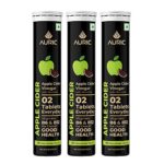 Auric Apple Cider Vinegar | 60 ACV Tablets with Vitamin B6 & B12 | Weight Loss & Metabolism Benefits | Supports Digestion, Bloating Relief & Gut Health for Men and Women | Taste Only Green Apple, Not the Vinegar