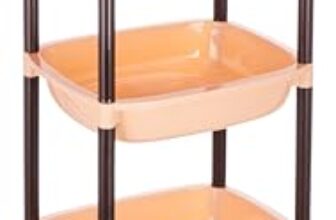 Amazon Brand – Solimo Five-Tier Multipurpose Plastic Rack For Kitchen, Living Room, Bathroom (Xl, Beige And Brown)