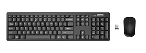 Lenovo 100 Wireless Keyboard And Mouse Set, Ambidextrous 1000 Dpi Mouse Optical Sensor, Upto 3M Clicks, Ultra Slim Water Resistant Keyboard, 2.4 Ghz Wireless Nano Usb, Upto 1Yr Battery Life Gx30L66303
