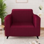 Story@Home Sofa Cover 1Seater | Elastic Sofa Cover | Polyester | (90 X 140 X 50 Cm, Wine Red) Durable And Stylish Anti Slip Sofa Cover, Anti-Slip Sofa Cover For Living Room