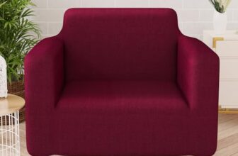 Story@Home Sofa Cover 1Seater | Elastic Sofa Cover | Polyester | (90 X 140 X 50 Cm, Wine Red) Durable And Stylish Anti Slip Sofa Cover, Anti-Slip Sofa Cover For Living Room