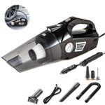 Oshotto 3-In-1 (Osho-103/Bl) Tire Inflator Portable Car Vacuum Cleaner, With Tire Pressure Gauge And Led Light, 12V Dc Air Compressor Pump, 15Ft Cord With Hepa Filter And Nozzles