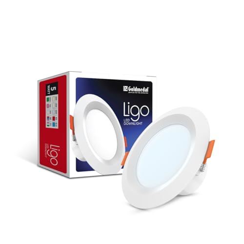 Goldmedal Ligo 5W Led Round With 3-Inch Concealed Junction Box Downlight – Cool Daylight(6500K) | Pack Of 1 | For Low Ceiling Areas |Cut-Out: Ø3 Inch | 80 Lumens Per Watt | For Indoor Application