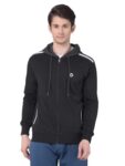 Dollar Solid Hooded Sweatshirt For Men With Zipper Black