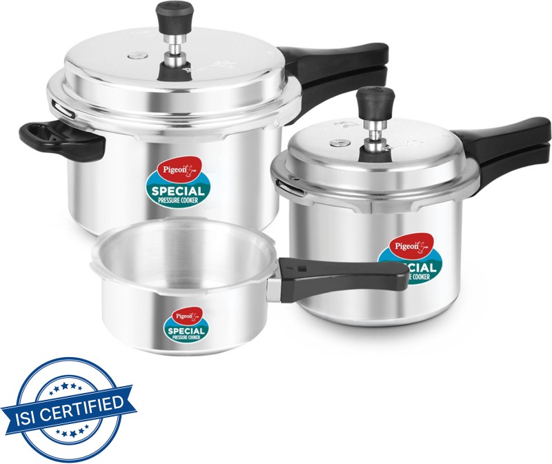 Greenchef Coral Combo 5 L, 3 L, 2 L Outer Lid Pressure Cooker(Aluminium)