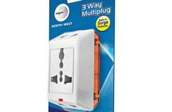 Wipro 3 Way Multiplug Adaptor With 1 Universal Socket |Inbuilt Surge Protection & Power Supply Indicator | Compact & Light Weight | 6Amp Multiplug Socket For Home, Office | Pack Of 1 (White)