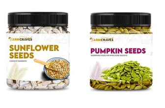 Farmcraves Premium Seed Mix Combo Pack (500G) | Raw Pumpkin Seeds (250G) + Sunflower Seeds (250G) | Healthy Seed Premium Combo For Eating