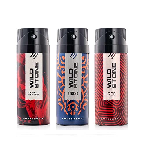 Wild Stone Ultra Sensual, Red And Legend Deodorants Body Spray For Men, Long Lasting Deo Combo Pack Of 3 (200Ml Each)