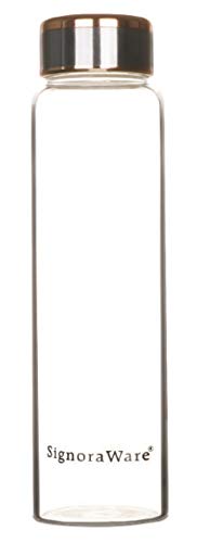 Signoraware Sparko Borosilicate Glass Water Bottle With Screw Cap | Leak Proof Transparent (750Ml, Set Of 1, Clear)