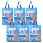 Kuber Industries Shopping Bag | Non-Woven Gift Bag | Baby Shower Bag | Reusable Grocery Bag | Christmas Gift Bags | Tote Bags With Handle | Hand Bag | Boy-Print | Pack Of 6 | Sky Blue