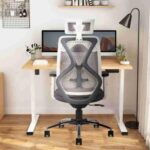 Cellbell C190 Berlin Office Chair, High Back Mesh Ergonomic Home Office Desk Chair (Grey – White)