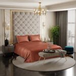 Stoa Paris Satin Bedsheets For Double Bed – 300Tc Premium Bedsheet With 2 Pillow Covers, Luxury Bedding Set, Gift For Couples For Romantic Dates, Wedding, Melted Caramel