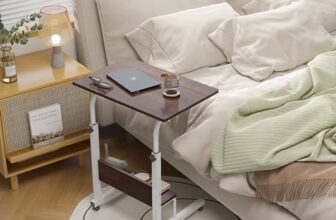 Homeland Multi Purpose Laptop Table | Wooden Table With Adjustable Height, Wheels | Dark Brown (60 X 90 X 40 Cm)
