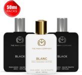 The Man Company Iconic Perfumes, Black And Blanc Edt 3 X 50Ml | Long-Lasting Fragrance Eau De Toilette – 150 Ml(For Men)