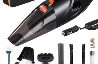 Woscher 2003 High Power Auto Car Vacuum Cleaner For Deep Cleaning, Hand Held Portable Cars Vacuum For Car Cleaning With Dc 12V, 140W Vacuum Motor & 5000 Pa Powerful Suction, Black