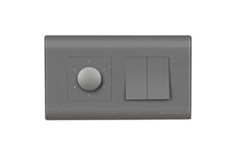 Wipro Northwest (Nowa) Switch Combo Of 4M Plate + 1M 6A Switch X2 + 5 Step Fan Regulator, Silver Grey (Kit 9)