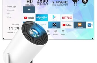 Ant Esports View 521 Led 720P Native & 4K Support I 2500 Lumens I Wifi + Bt, Android 9 I Hdmi/Usb I Upto 130″(330Cm) Max Screen I 50000 Hours Lifespan I Speaker Power 3W I 120″ Screen Included – White