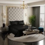 Stoa Paris Satin Bedsheets For King Size Bed – 300Tc Premium Bedsheet With 2 Pillow Cover, Luxury Bedding Set, Gift For Couples For Romantic Dates, Wedding, Midnight Black,300 Tc