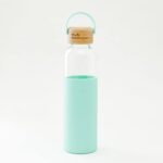 The Better Home Borosilicate Glass Water Bottle With Sleeve (500Ml) | Non Slip Silicon Sleeve & Bamboo Lid | Fridge Water Bottles For Men, Women & Kids | Water Bottles For Fridge | Green (Pack Of 1)