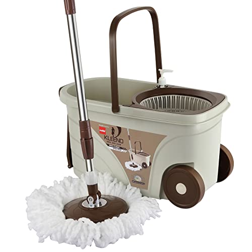 Cello Spin Mop Bucket Max Clean With Soap Dispenser, Beige