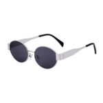 Dervin Fashionable Retro Oval Sunglasses For Women & Men | Trendy, Stylish & Classic 90S Vintage Style | Uv400 Protection & Durable Metal Frame (Silver-Black)