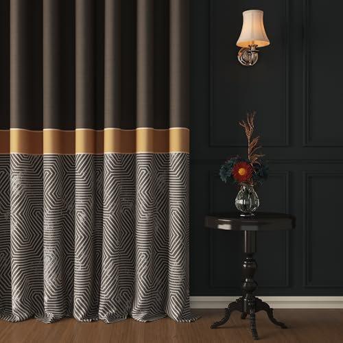 Story@Home Medium Room Darkening Door Curtains 7 Feet Long, Polyester, Rustic Design Medium Blackout Door Curtains For Living Room, 116 X 215 Cm, Dark Brown, 1 Piece, Blocks 85% Light