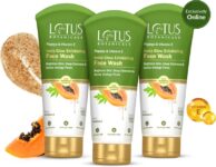 Lotus Botanicals Papaya & Vitamin E Insta Glow Exfoliating |Deep Cleanses |Pack Of 3 Face Wash(300 Ml)
