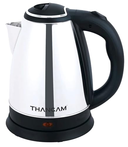 Thangam Electric Stainless Steel Kettle 1.8 Litre | 230V – 1500W | For Boiling Water, Stainless Steel, Single Touch Lid Locking (1.8 Litre)