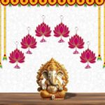 Perpetual Lotus Hangings For Home Decoration – Pack Of 6 Velvet Handmade Jhumkilotus Toran Decoratives For Ganesh Chaturthi, Ganapati Pooja, Diwali, Festive Dcor For Door Entrance, Wall Hanging,