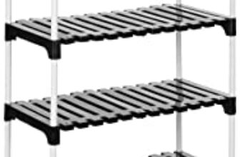 Amazon Brand – Solimo – Multipurpose Rack For Shoes And Clothes, 8 Racks, Black (Stainless Steel & Linen)