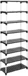 Amazon Brand – Solimo – Multipurpose Rack For Shoes And Clothes, 8 Racks, Black (Stainless Steel & Linen)