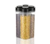 Clazkit Airtight Transparent Plastic Lock Food Storage 4 Section Container Jar For Grocery, Fridge Container Pack Of 1, 2500Ml – Black