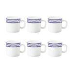 Larah By Borosil Tuscan Opalware Up Set, 6-Pieces, White – 100 Ml