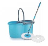 Sparkmate By Crystal King Spin Mop Bucket, 1 Free Microfber Refill, 360° Cleaning, Height Adjustable Rod