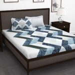 Story@Home Bedsheet For King Size Bed | 240Tc | Abstract | Blue & Grey | 1 Piece Cotton Bedsheets For King Size Bed With 2 Pillow Covers (270 X270Cm) Perfect For Festive Gifting | 100% Cotton Bedsheet