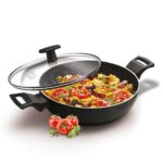Milton Pro Cook Granito Induction Kadhai With Lid, 22 Cm / 2.1 Litre, Black (Aluminium) | 2 Years Warranty