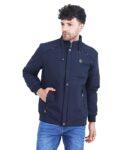Dollar Jacket For Men Casual Zipper Bomber For Winter In Navy Blue