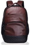 F Gear Luxur 25L Medium Laptop Backpack Fits Upto 16″ Laptop Faux Artificial Leather Water Resistant Lightweight, Gifts For Men Women Boys Girls Adults, College/School/Office/Travel Bag (Brown)