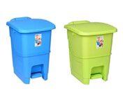 Aristo Plastic Biomedical Waste Dustbin With Step-On Pedal 12 Ltr Green & Blue (Combo)