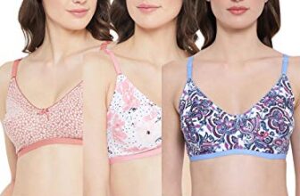 Clovia Women’S Pack Of 3 Cotton Non-Padded Non-Wired T-Shirt Bra (Combrc720_Multicolored_34B) (Print And Color May Vary)