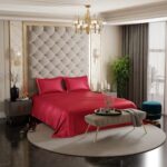 Stoa Paris Satin Bedsheets For King Size Bed – 300Tc Premium Bedsheet With 2 Pillow Cover, Luxury Bedding Set, For Diwali Decoration, Home Decor Gifting, For Couples, Wedding, Flirty Red,300 Tc