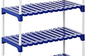 Amazon Brand – Solimo Stainless Steel Multipurpose Rack For Shoes And Clothes, 6 Racks, Blue