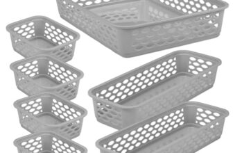 Ratan Plasticware Diana Tray Baskets Pack Of 7 (Small X 4/ Large X 1/ Narrow X 2) – (Grey) | Desk Basket/Organizers For Stationery, Jwellery, Tools, Cabinet Organizer For Bedroom Or Washroom, Kitchen