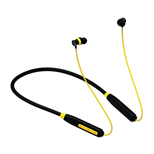 Iball Neckwear Tune2 Bluetooth Wireless Neckband, Bt 5.0, Fast Charging, Ipx5 Water Resistant, Voice Assistant, Light Weight, Up To 18 Hours Of Total Playtime, Magnetic Earbud -(Black & Yellow)