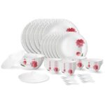 Larah By Borosil Belle Fluted Series Opalware Dinner Set | 40 Pieces For Family Of 6 | Microwave & Dishwasher Safe | Bone-Ash Free | Crockery Set For Dining & Gifting | Plates & Bowls | White