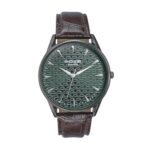 Sonata Poze Quartz Green Dial Brown Leather Strap For Men-Sp70047Ql01W