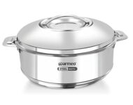 Warmeo Steam Insulated Stainless Steel Casseroles| Easy To Carry Hot Boxes For Kitchen | Hot Food, Easy To Store| Silver (3250 Ml)