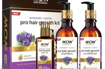 Wow Skin Science Rosemary Oil & Biotin Hair Growth Kit – Complete Care For Breakage-Prone Hair – Oil, Shampoo, Conditioner – 700Ml
